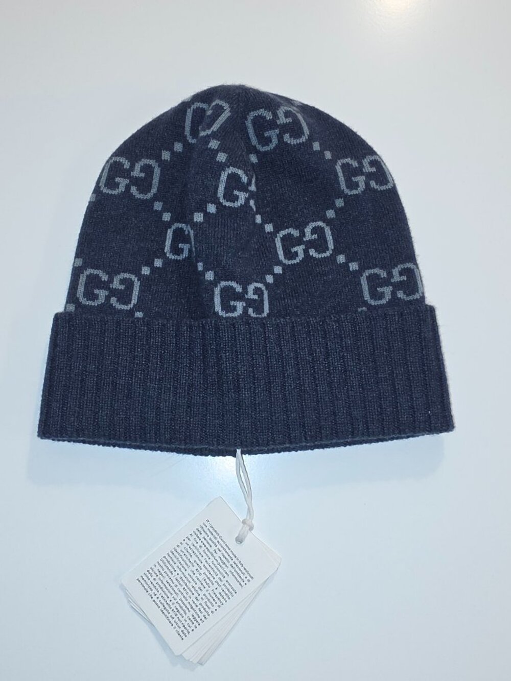 GUCCI GG Cashmere Hat - Variation Navy and Light Blue - Unisex